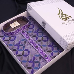 Premium China Silk Printed Panjabi - Royal Purple