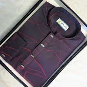 maroon Jacquard with Signature Embroidery & Kaflin Cuffs