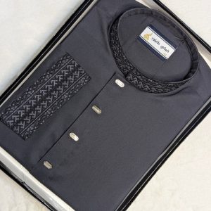 Charcoal Grey Premium Magnet Tencel Panjabi