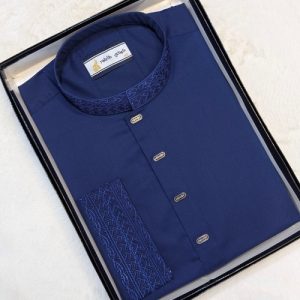 Navy Blue Premium Magnet Tencel Panjabi